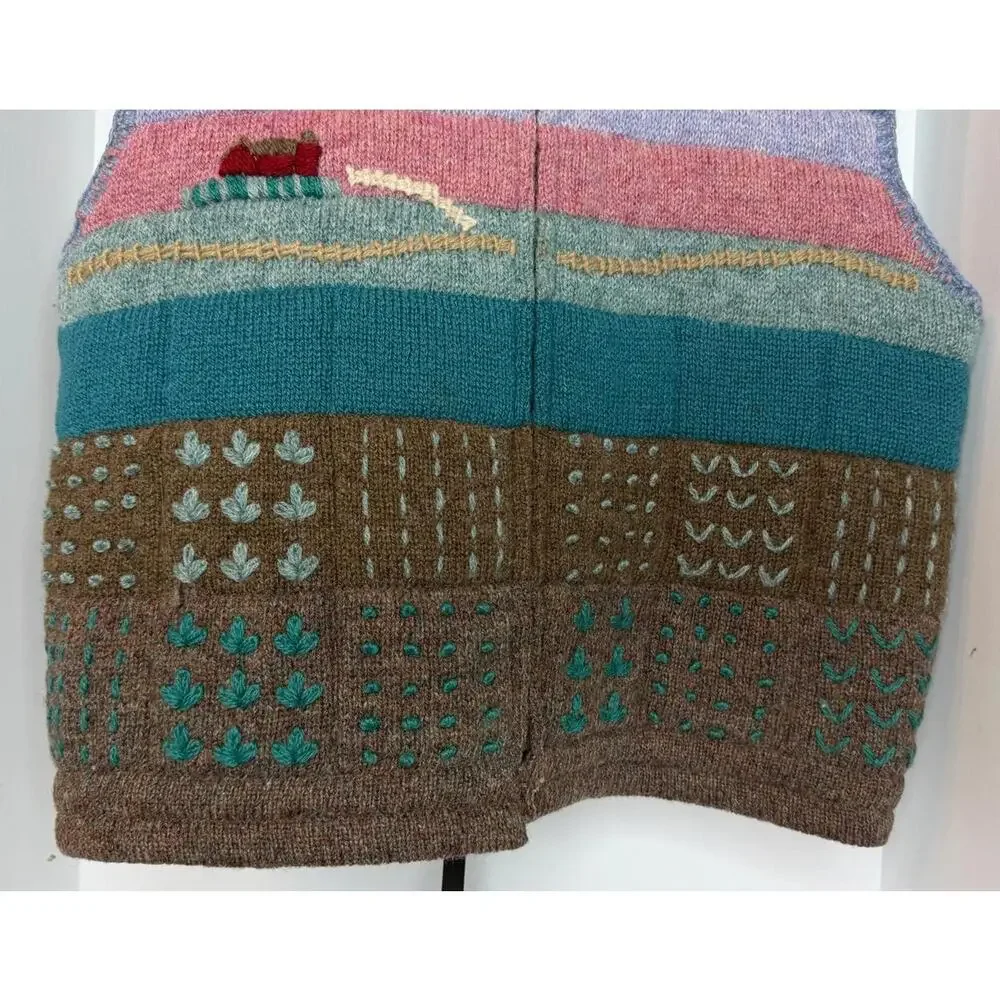 Vtg Susan Bristol Hand Knit 100% Shetland Wool Sweater Vest 1986 Women Large - Picture 3 of 11